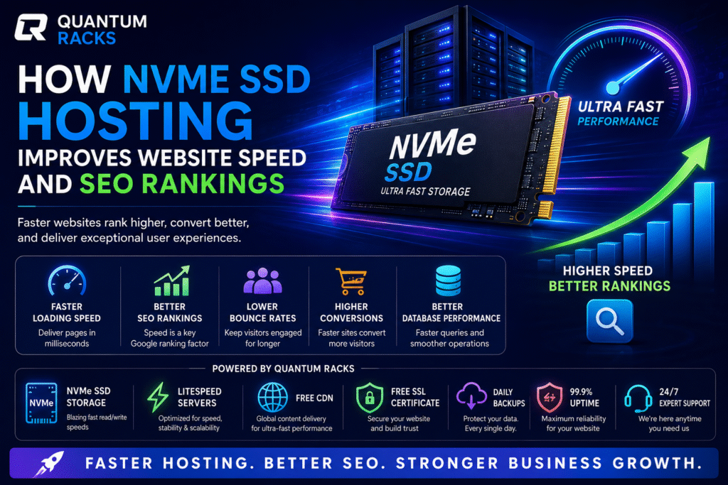 Boost website speed and SEO rankings with Quantum Racks NVMe SSD Hosting.